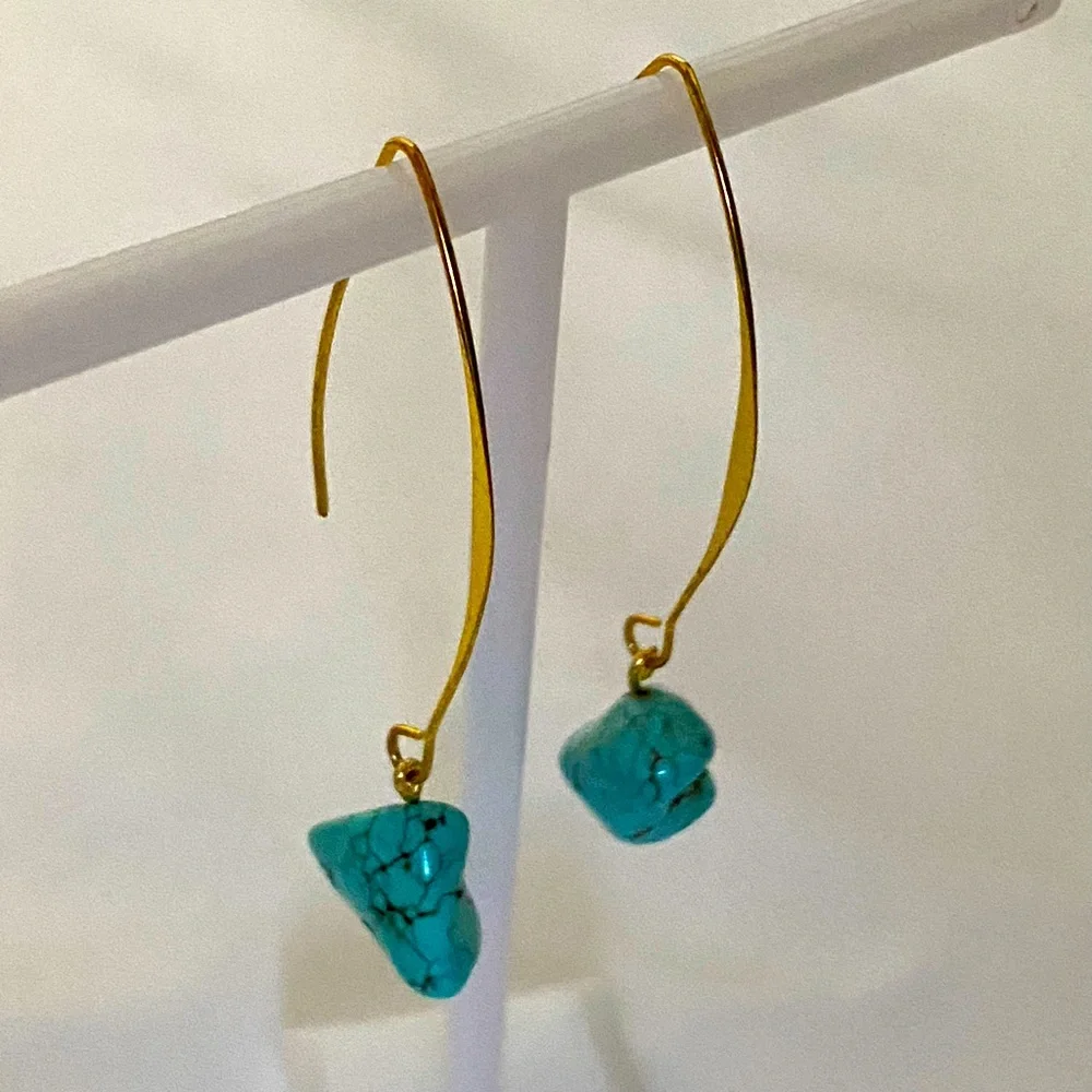Turquoise drop earrings - Picture 3 of 3